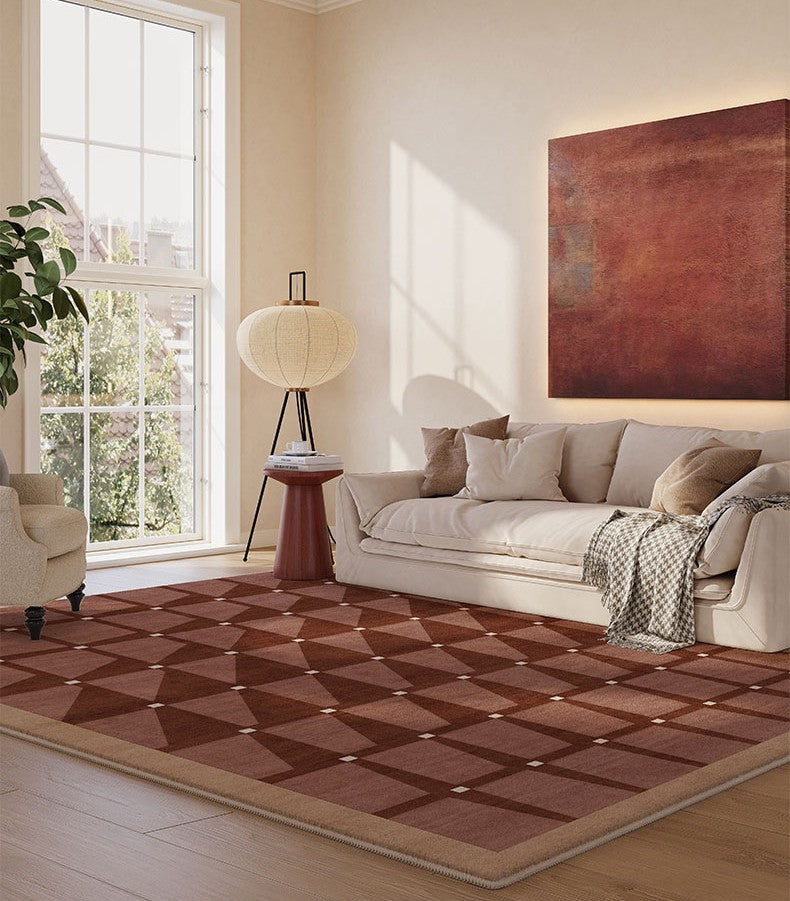 Modern Living Room Rug Ideas, Modern Rugs for Dining Room, Mid Century Modern Rugs Next to Bed, Thick Contemporary Rugs for Bedroom-Silvia Home Craft