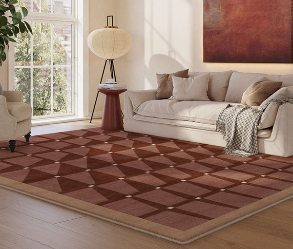 Modern Living Room Rug Ideas, Modern Rugs for Dining Room, Mid Century Modern Rugs Next to Bed, Thick Contemporary Rugs for Bedroom-Silvia Home Craft