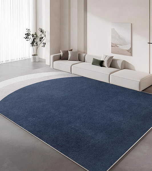 Large Modern Living Room Rugs, Geometric Modern Area Rugs, Abstract Blue Contemporary Modern Rugs in Bedroom, Dining Room Floor Carpets-Silvia Home Craft