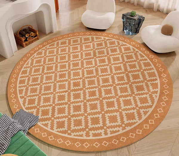 Abstract Modern Area Rugs for Bedroom, Contemporary Modern Rug for Living Room, Geometric Round Rugs for Dining Room, Circular Modern Rugs under Chairs-Silvia Home Craft