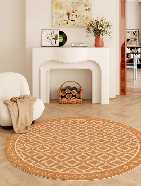Abstract Modern Area Rugs for Bedroom, Contemporary Modern Rug for Living Room, Geometric Round Rugs for Dining Room, Circular Modern Rugs under Chairs-Silvia Home Craft