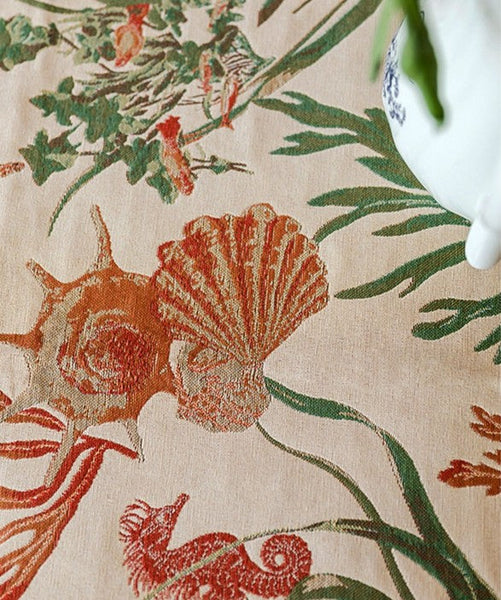 Sea Shell Pattern Tablecloth, Large Modern Rectangle Tablecloth for Dining Room Table, Square Tablecloth, Farmhouse Table Cloth, Wedding Tablecloth-Silvia Home Craft