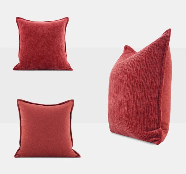 Modern Sofa Pillow Covers, Large Decorative Throw Pillows for Couch, Red Contemporary Throw Pillow for Living Room-Silvia Home Craft