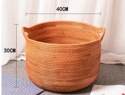 Wicker Woven Storage Baskets, Kitchen Storage Baskets, Rattan Storage Basket, Round Storage Basket for Bathroom-Silvia Home Craft
