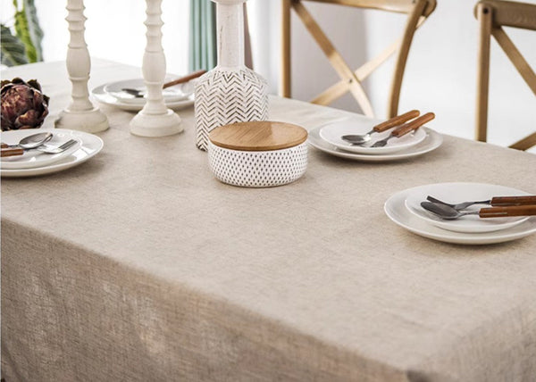 Cotton and Linen Tablecloth for Home Decoration, Large Rectangle Table Cover for Dining Room Table, Modern Table Cloth, Square Tablecloth for Round Table-Silvia Home Craft