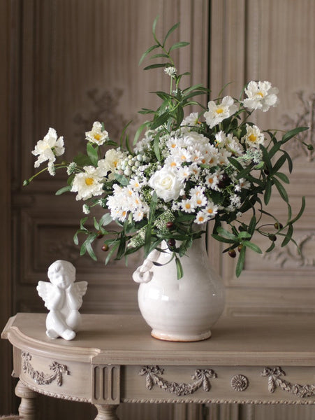 Real Touch Artificial Floral for Living Room, Large Bunch of Daisy and Rose Branch, Beautiful Spring Flower Arrangement for Home Decoration, Table Centerpiece-Silvia Home Craft