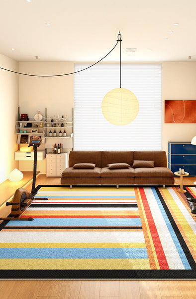 Large Modern Rugs for Sale, Colorful Contemporary Floor Carpets under Sofa, Mid Century Modern Rugs in Living Room, Bedroom Modern Rugs-Silvia Home Craft