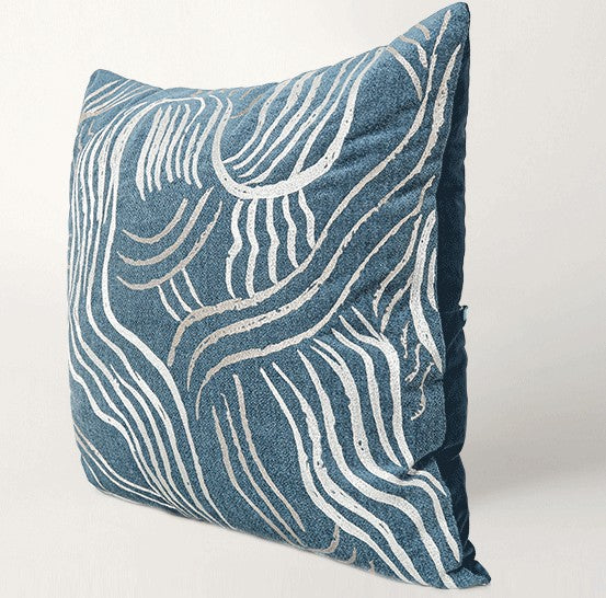 Blue Modern Sofa Pillow, Modern Throw Pillows, Modern Throw Pillow for Couch, Blue Decorative Pillow, Throw Pillow for Living Room-Silvia Home Craft