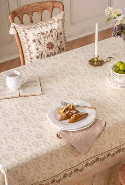 Kitchen Table Cover, Flower Tablecloth for Round Table, Elegant Table Cover for Dining Room Table, Modern Rectangle Tablecloth for Oval Table-Silvia Home Craft