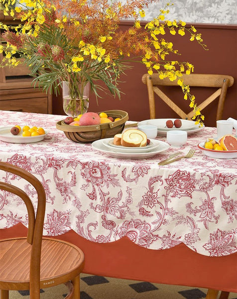 Extra Large Rectangle Tablecloth for Dining Room Table, Country Farmhouse Tablecloth, Flowers Pattern Rustic Table Covers for Kitchen, Square Tablecloth for Round Table-Silvia Home Craft