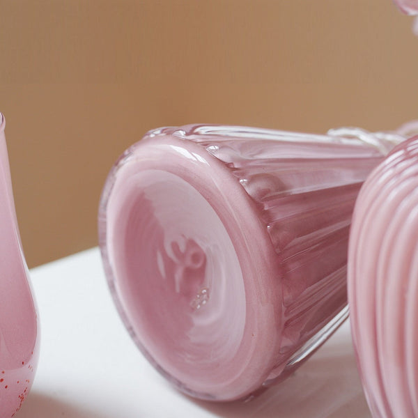 Centerpiece Contemporary Vases on Table, Pink Decorative Glass Vase, Mid Century Glass Vases, Handmade Modern Vases for Bedroom, Modern Glass Vase for Flowers-Silvia Home Craft