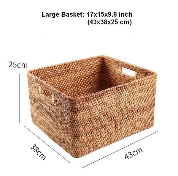 Large Storage Basket for Living Room, Kitchen Storage Baskets, Woven Storage Basket for Shelves, Rattan Storage Baskets for Toys-Silvia Home Craft