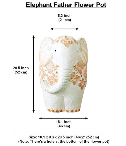 Animal Statue for Garden Ornaments, Oversized Modern Garden Flower Pot, Extra Large Elephant Garden Flowerpots, Resin Statue for Garden, Villa Outdoor Garden Flower Pots-Silvia Home Craft