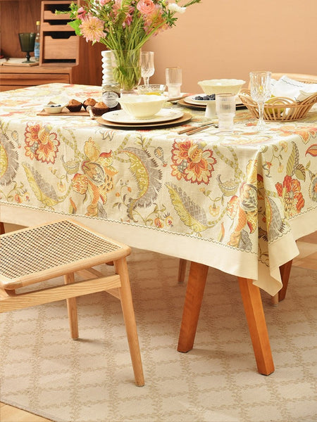 Extra Large Rectangle Tablecloth for Dining Room Table, Country Farmhouse Tablecloth, Square Tablecloth for Round Table, Rustic Table Covers for Kitchen-Silvia Home Craft