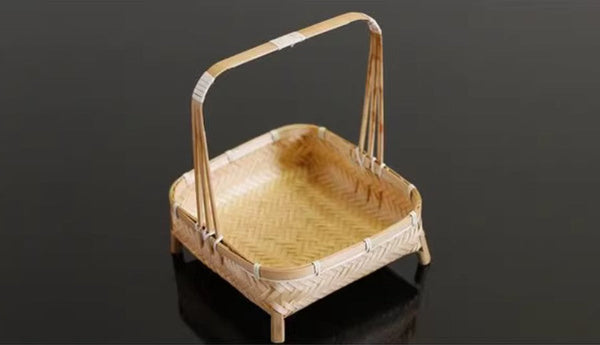 Lovely Cute Picnic Hand basket, Hand-woven Basket with Handle, Bamboo Basket for Food, Natural Fruit Basket, Kitchen Storage Baskets-Silvia Home Craft