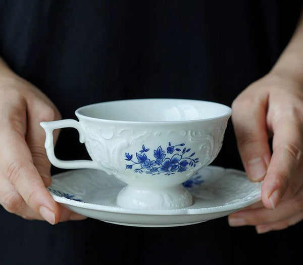 Vintage Tea Cup Set, Modern Ceramic Cup, Porcelain Coffee Saucer, Traditional Ceramic Tea Cup with Saucer, Afternoon Tea Saucer Set, Coffee Gift Box Set-Silvia Home Craft