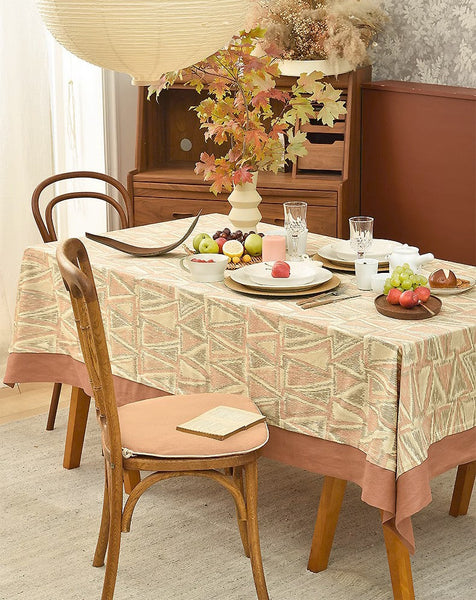 Extra Large Rectangle Tablecloth for Dining Room Table, Geometric Modern Table Covers for Kitchen, Country Farmhouse Tablecloths for Oval Table-Silvia Home Craft