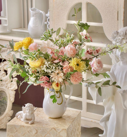Large Bunch of Romantic Flowers for Bedroom, Table Centerpiece, Artificial Floral for Living Room, Beautiful Flower Arrangement Ideas for Interior Design-Silvia Home Craft