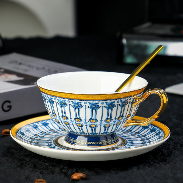Ceramic Tea Cup and Saucer Set, Porcelain Coffee Cup with Saucer, British Royal Tea Cup and Saucer Set in Gift Box, Porcelain Tea Cup and Saucer Set-Silvia Home Craft