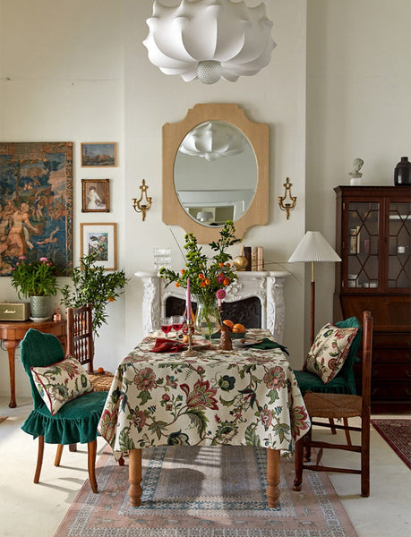 Rustic Garden Floral Tablecloth for Round Table, Spring Flower Table Cover for Kitchen, Modern Rectangular Tablecloth Ideas for Dining Room Table-Silvia Home Craft