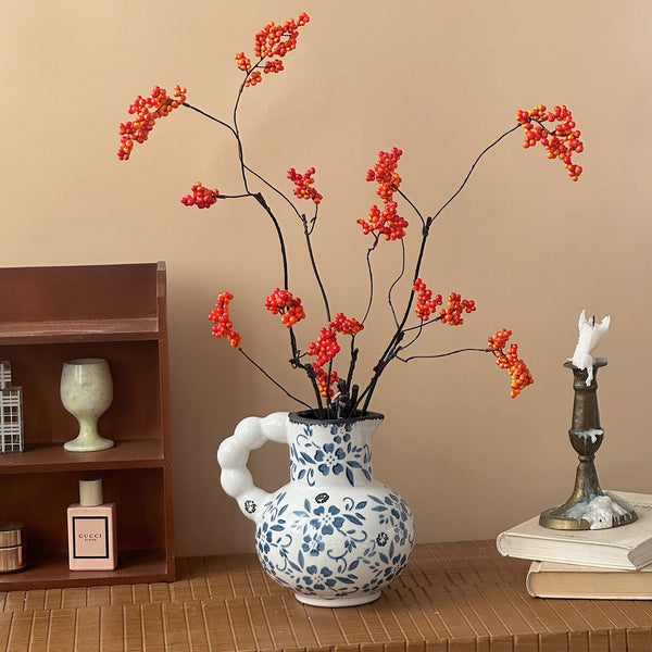 Handmade Water Holding Flower Vases, Rustic Porcelain Flower Vases, Ceramic Bud Vases, Small Flower Vases on Table-Silvia Home Craft