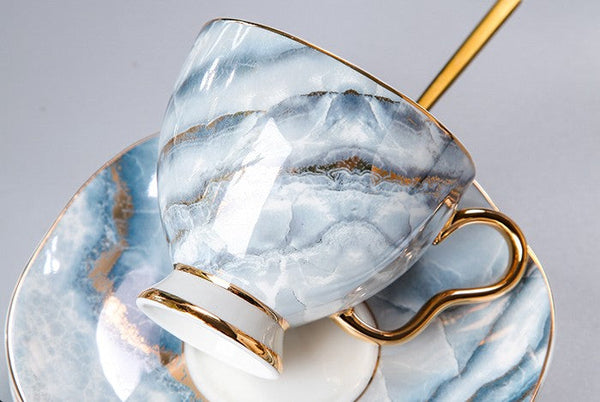 Unique Tea Cups and Saucers in Gift Box as Birthday Gift, Elegant Ceramic Coffee Cups, Beautiful British Tea Cups, Royal Bone China Porcelain Tea Cup Set-Silvia Home Craft