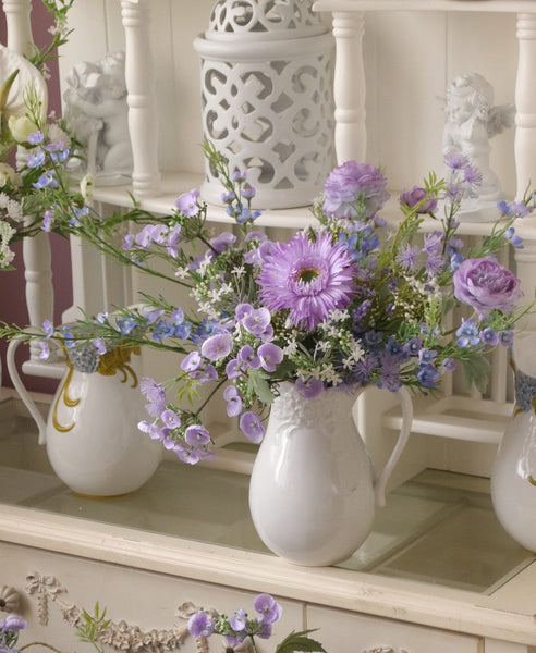 Artificial Floral for Living Room, Large Bunch of Purple Romantic Flowers for Bedroom, Beautiful Spring Flower Arrangement for Interior Design, Table Centerpiece-Silvia Home Craft