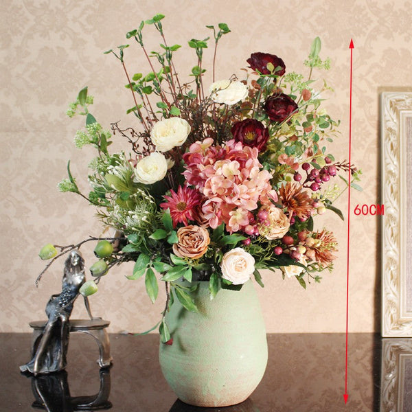 Amazing Artificial Floral Arrangement for Bedroom, Modern Large Bunch of Flowers Arrangement Interior Design, Creative Faux Silk Floral Bouquet Table Centerpiece-Silvia Home Craft