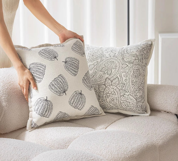 Decorative Throw Pillows for Couch, Embroider Flower Pillow Covers, Farmhouse Flower Decorative Pillows, Modern Sofa Pillows-Silvia Home Craft