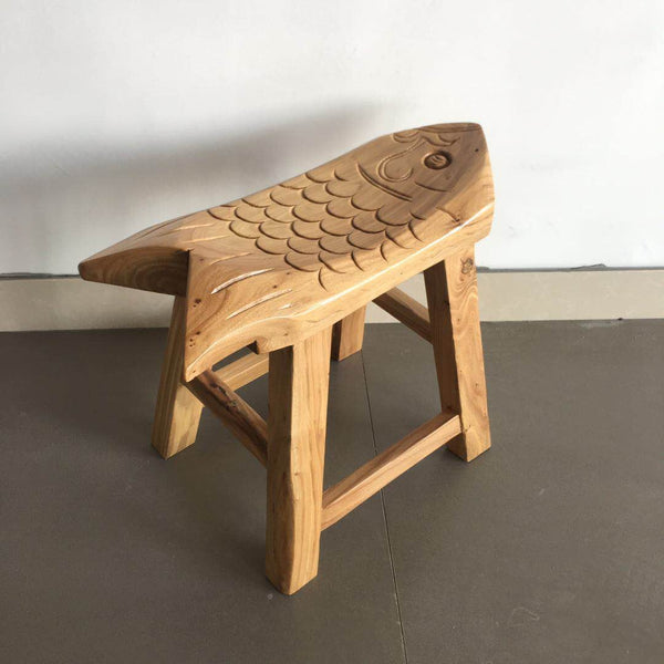 Handmade Solid Wood low Stool, Creative Shoe-changing Stool, Old Elm Wood Stool, Children's Wooden Stool, Sofa Stool, Dining Table Stool-Silvia Home Craft