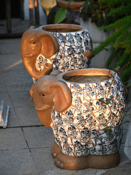Large Garden Flower Pot, Elephant Flowerpot, Unique Garden Flowerpot, Resin Statue for Garden, Modern Animal Statue for Garden Ornaments, Villa Outdoor Decor Gardening Ideas-Silvia Home Craft