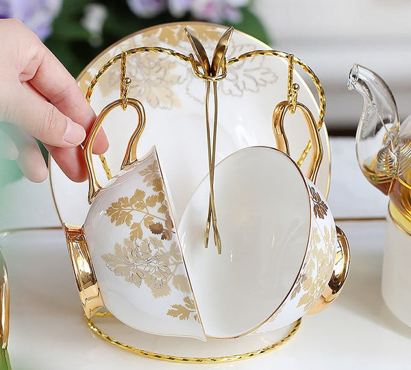 Beautiful British Tea Cups, Traditional English Tea Cups and Saucers, Bone China Porcelain Tea Cup Set, Elegant Ceramic Coffee Cups-Silvia Home Craft