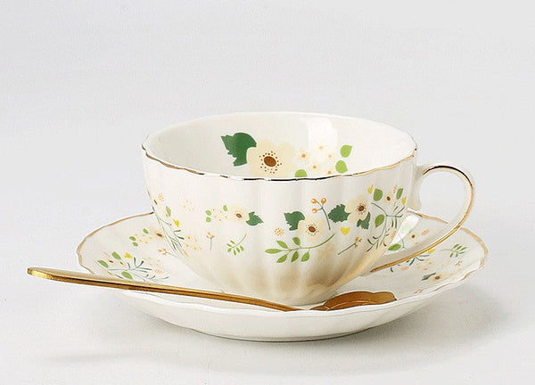 Unique Ceramic Coffee Cups, Creative Porcelain Tea Cup Saucer Set, Traditional English Tea Cup and Saucer, Afternoon British Tea Cups-Silvia Home Craft