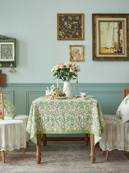 Large Rectangle Tablecloth for Dining Room Table, Square Tablecloth for Round Table, Farmhouse Table Cloth, Flower Pattern Tablecloth-Silvia Home Craft