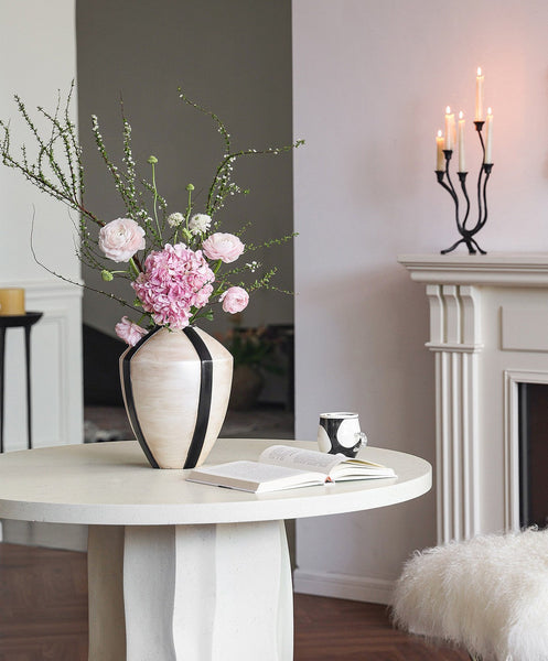 Large Contemporary Vases on Dining Table, Handmade Modern Flower Vase, Centerpiece Ceramic Bouquet Vases, Porcelain Vases for Modern Home Decor-Silvia Home Craft