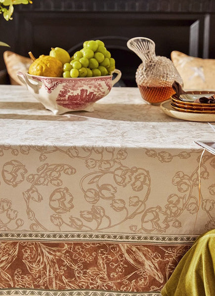 Flower Farmhouse Table Covers, Square Tablecloth for Round Table, Extra Large Modern Rectangular Tablecloth for Dining Room Table, Mid Century Tablecloth for Living Room-Silvia Home Craft