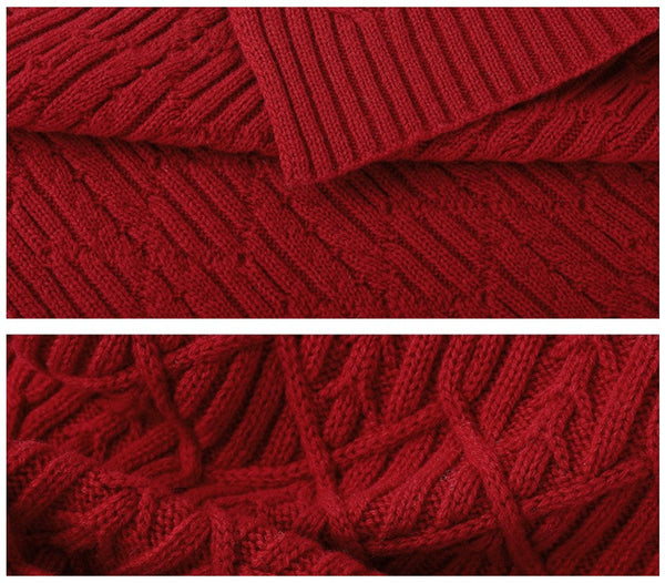 Business Wool Scarf for Gentleman, Casual Scarf Men, Men's Wool Scarf Winter, Thick Wool Scarf, Men's Winter Scarf, Formal Men Scarf Styles, Red Fashion Scarf-Silvia Home Craft