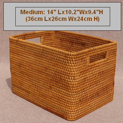 Extra Large Storage Baskets for Living Room, Storage Baskets for Clothes, Rectangular Storage Basket for Shelves, Woven Rattan Storage Basket for Kitchen-Silvia Home Craft