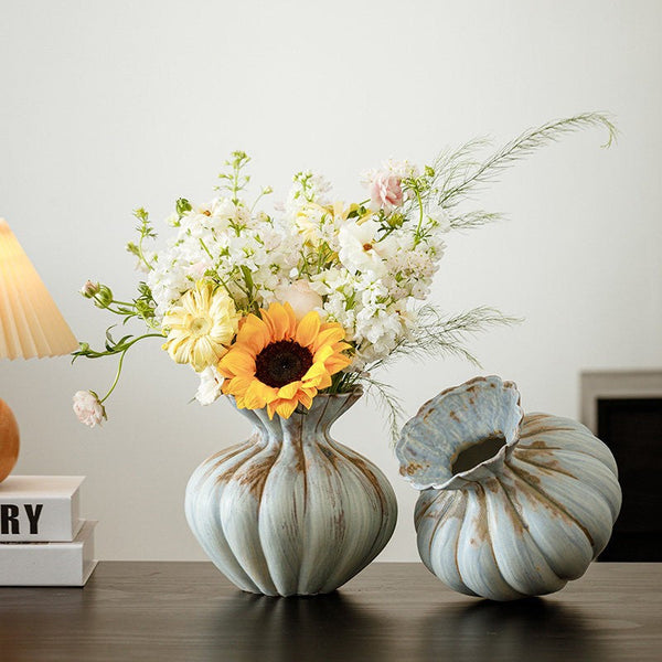 Modern Flower Vase Centerpiece on Table, Handmade Water Holding Flower Vases, Porcelain Flower Vases, Ceramic Bouquet Vases-Silvia Home Craft
