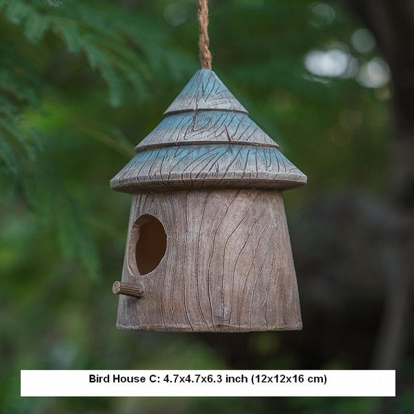 Resin Bird Nest for Garden Ornament, Bird House in the Garden, Lovely Birds House, Outdoor Decoration Ideas, Garden Ideas-Silvia Home Craft