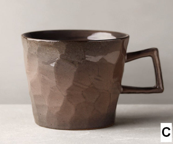 Modern Handmade Pottery Coffee Cup, Creative Brown White Black Blue Ceramic Coffee Mugs, Large Unique Tea Cup, Large Capacity Coffee Cups-Silvia Home Craft