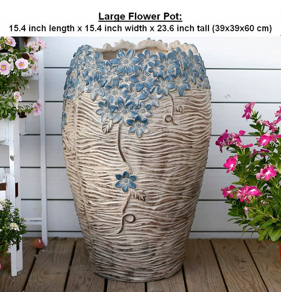 Modern Outdoor Garden Flower Pots, Extra Large Garden Flower Planters, Oversized Garden Flower Pot, Garden Ornaments, Large Resin Gardern Flower Planter-Silvia Home Craft