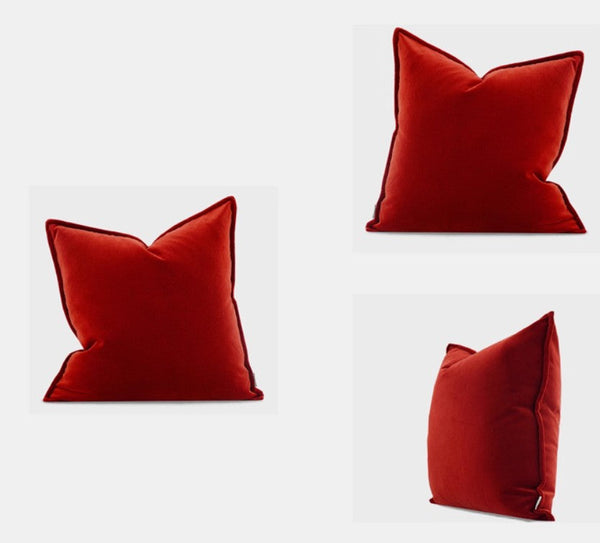 Decorative Pillow Covers, Large Modern Sofa Cushion, Modern Pillows for Couch, Red Decorative Throw Pillows for Living Room-Silvia Home Craft