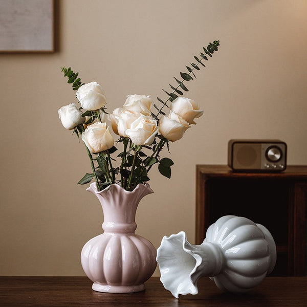 Handmade Water Holding Flower Vase, Ceramic Bud Vases, Small Flower Vases on Table, Rustic Porcelain Flower Vases-Silvia Home Craft