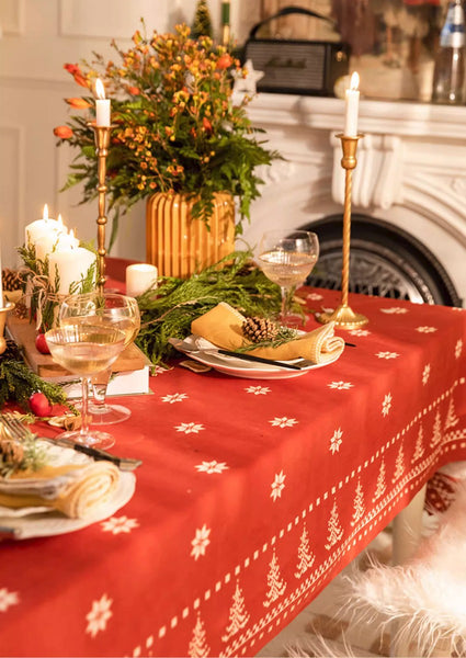 Extra Large Modern Rectangular Tablecloth for Dining Room Table, Christmas Edelweiss Table Covers, Square Tablecloth for Kitchen, Large Tablecloth for Round Table-Silvia Home Craft