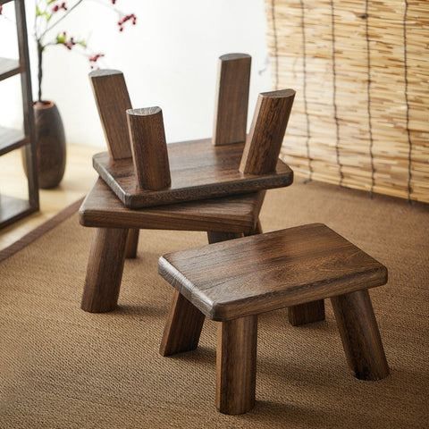 Dining Table Stool, Shoe-changing Stool, Solid Wood low Stool, Paulownia Wood Stool, Children's Wooden Stool, Sofa Stool-Silvia Home Craft