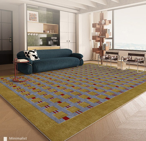 Mid Century Modern Rugs for Living Room, Vintage Area Rugs for Bedroom, Large Contemporary Area Rugs for Dining Room-Silvia Home Craft