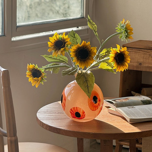 Glass Bud Vases, Handmade Vintage Glass Flower Vases, Water Holding Flower Vases, Flower Vases on Table-Silvia Home Craft