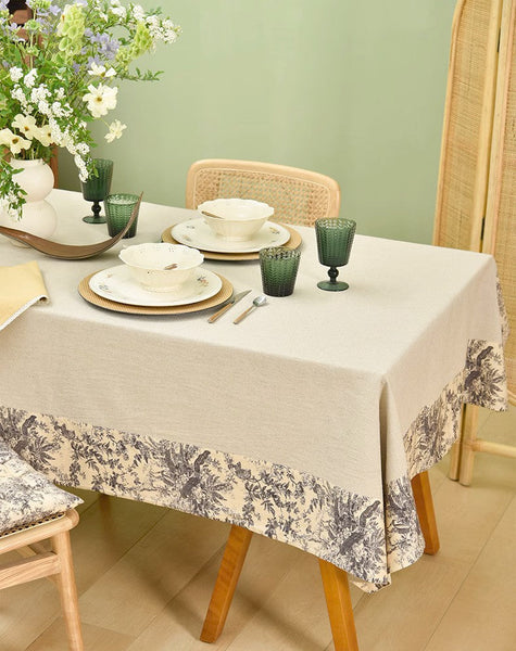 Cotton and Linen Rectangle Table Covers for Dining Room Table, Modern Tablecloth for Kitchen, Square Tablecloth for Coffee Table-Silvia Home Craft