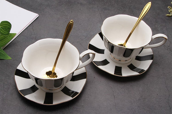 Elegant Ceramic Coffee Cups, Beautiful British Tea Cups, Unique Porcelain Cup and Saucer, Creative Bone China Porcelain Tea Cup Set-Silvia Home Craft